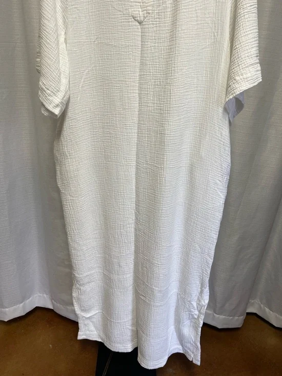 Barefoot Dreams Malibu Collection Sunsoaked Crinkle Cotton Caftan | size Medium - Picture 4 of 6